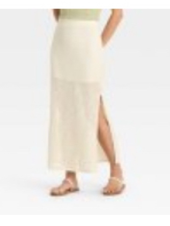 Dresses & Skirts - High-Slit Cream crochet maxi skirt swim coverup skirt